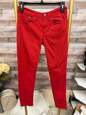 J. Crew. Red Toothpick Skinny Jeans 25